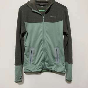 Marmot Full Zip Fleece Jacket Women's Medium Sirona Hoodie Green Grey Hiking‎